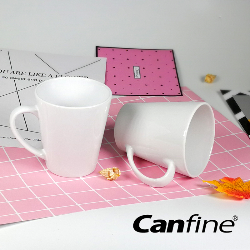 11OZ Promotional Wholesale Ceramic V Shaped White Coffee Mug