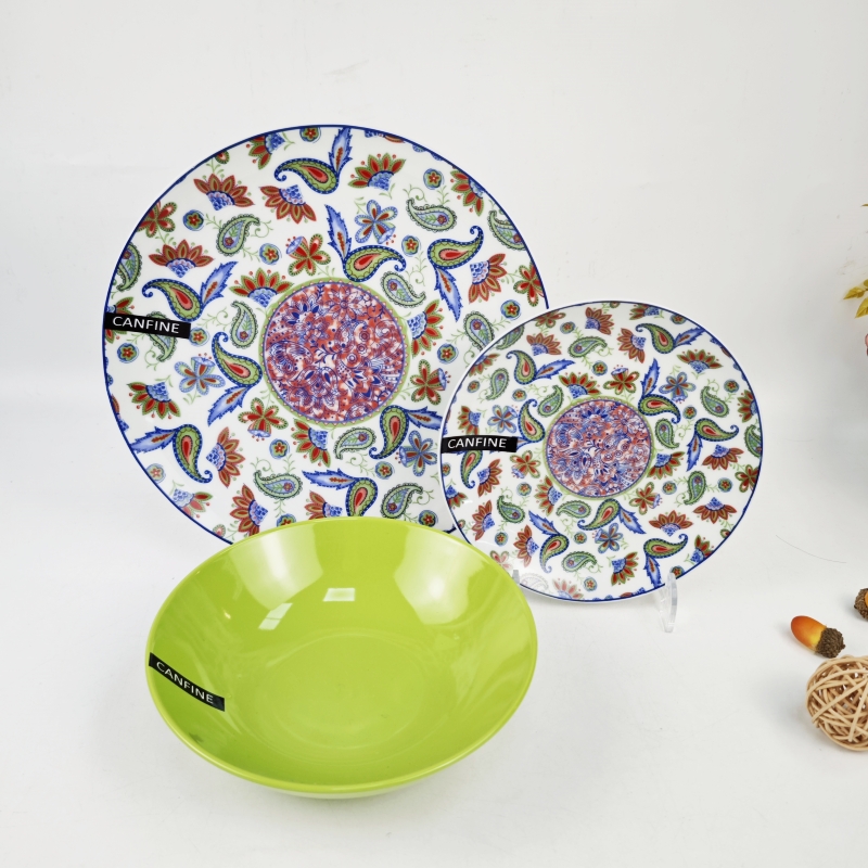 Pad printed bohemian dinnerware set