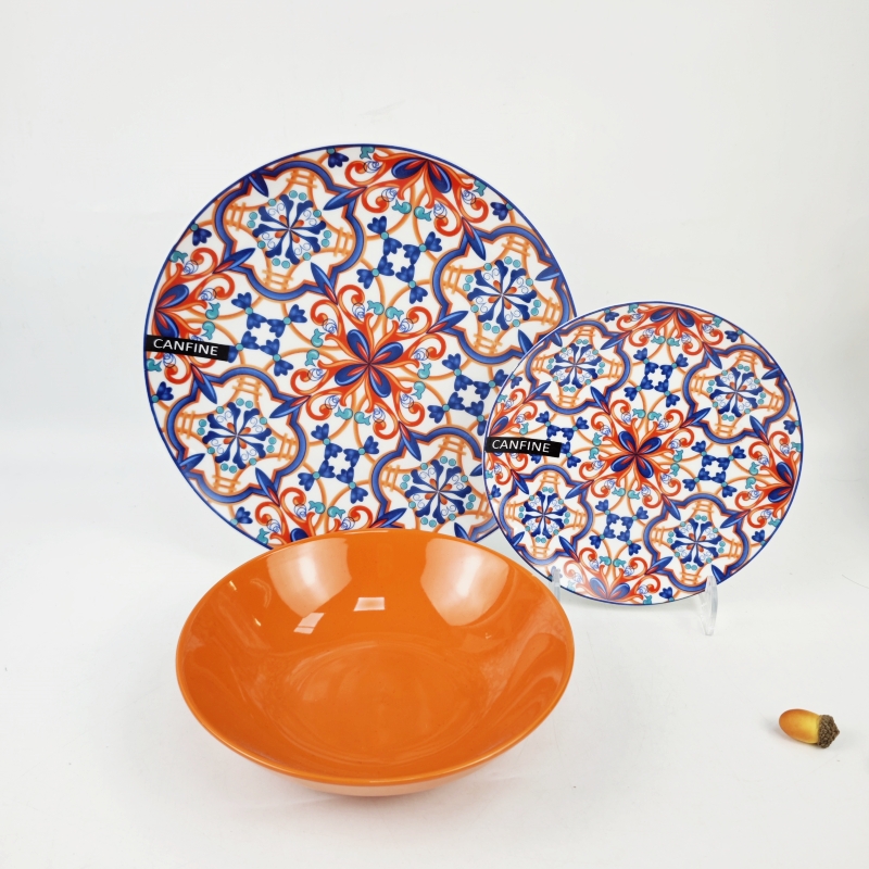 Pad printed bohemian dinnerware set