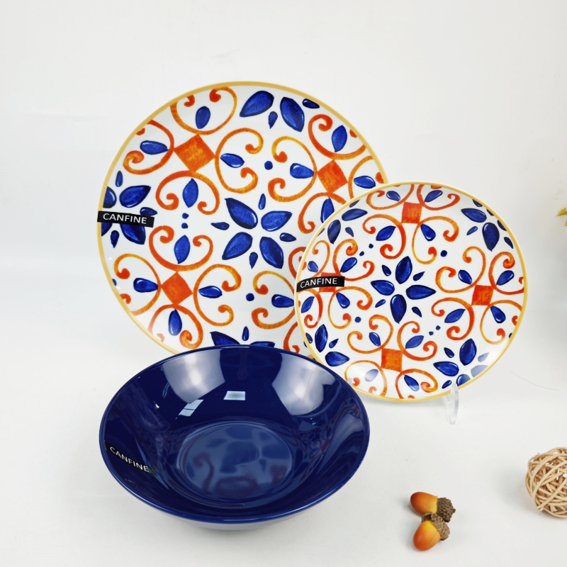 Pad printed bohemian dinnerware set