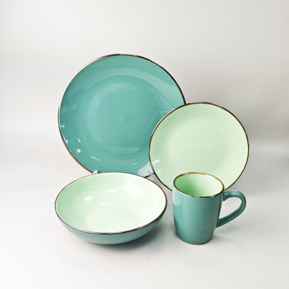 Green stoneware glaze dinnerware set