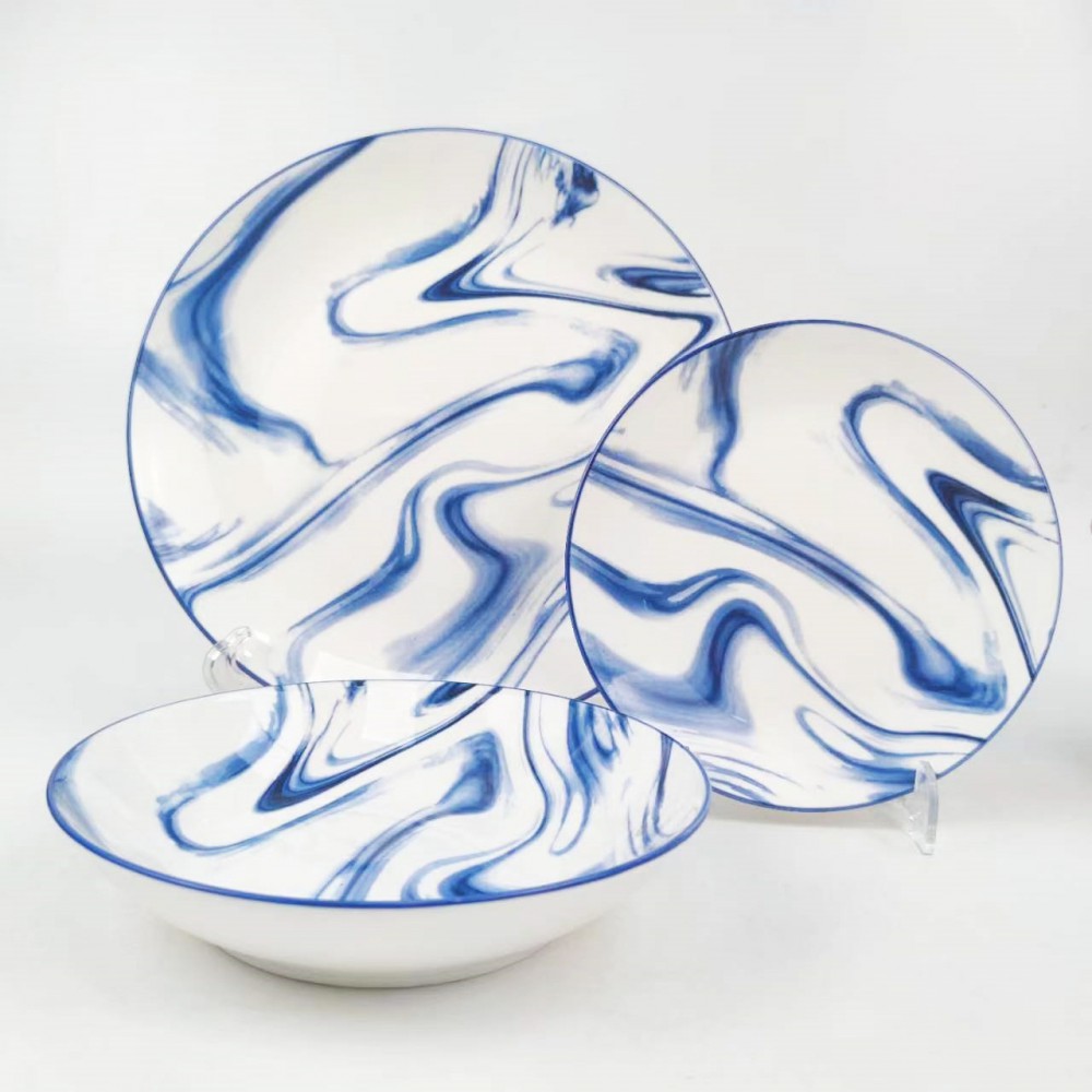 Blue marble pattern dinner set