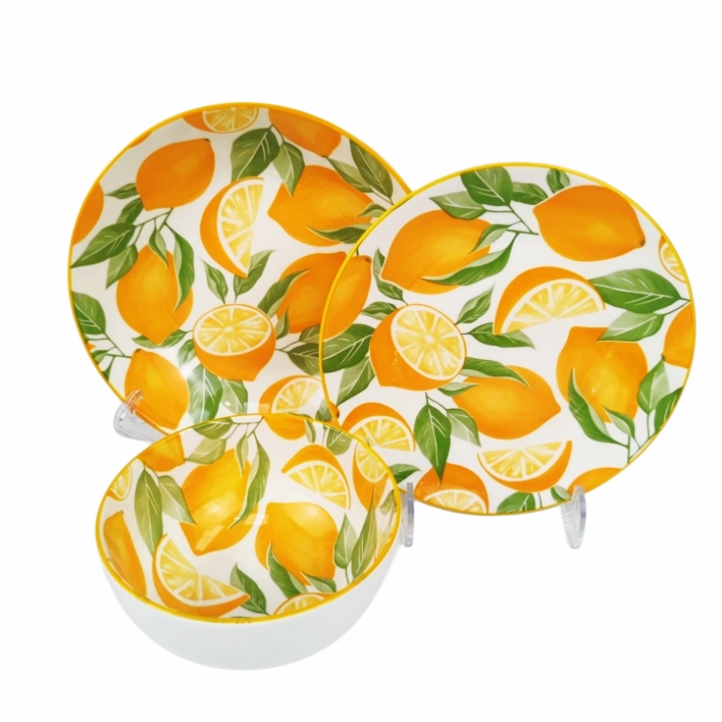 Pad-printed lemon dinnerware set